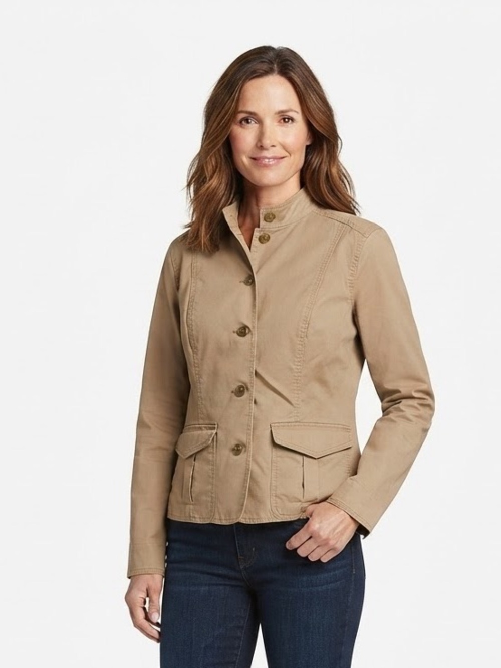 Eddie Bauer Tan 100% Cotton Safari Utility Jacket Blazer Size 14